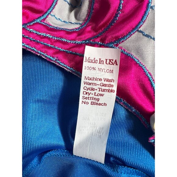 Vintage Henson Blue Nylon Nightgown With Pink & White Trim Small NWT Made in USA - Picture 6 of 16